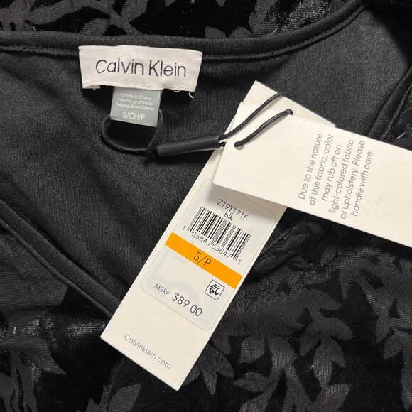Calvin Klein Suit Women's Velour 3/4 Sleeve Top - Size Small - NWT $89 - Picture 4 of 4
